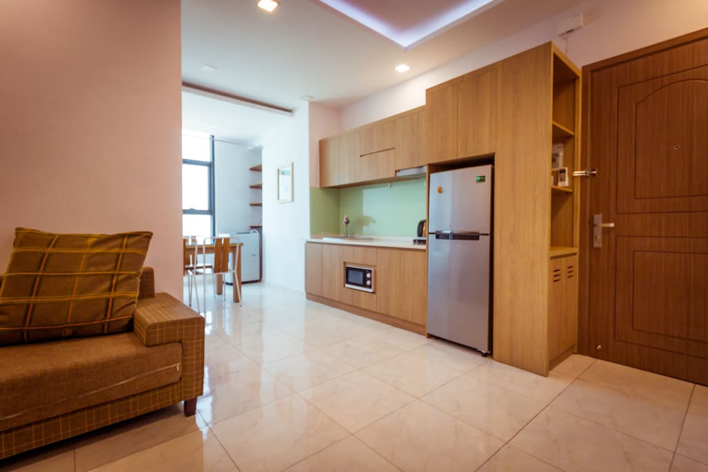 From living room to kitchen and dining area
