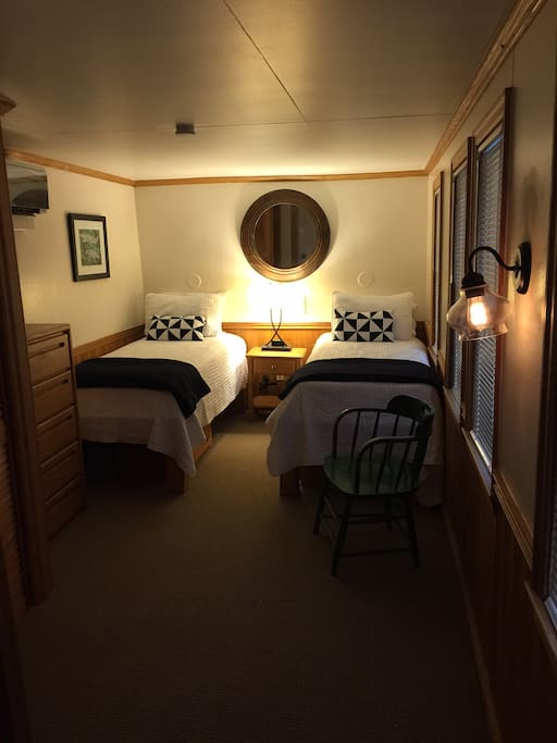 Example of a Bedroom-all have twin beds, private bath and closet.