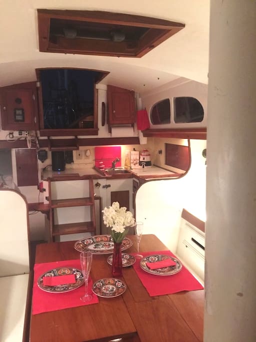 You'll be very comfortable on this beautiful spacious sailboat at anchor.