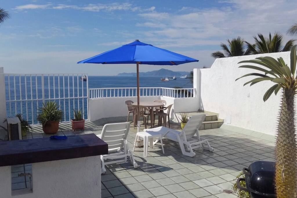 private rooftop terrace with ocean view