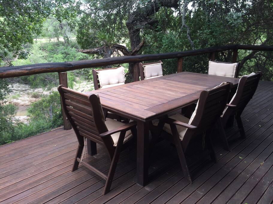 Leadwood Lodge Bush Lodge 1 View deck from bedrooms overlooking dry river bed