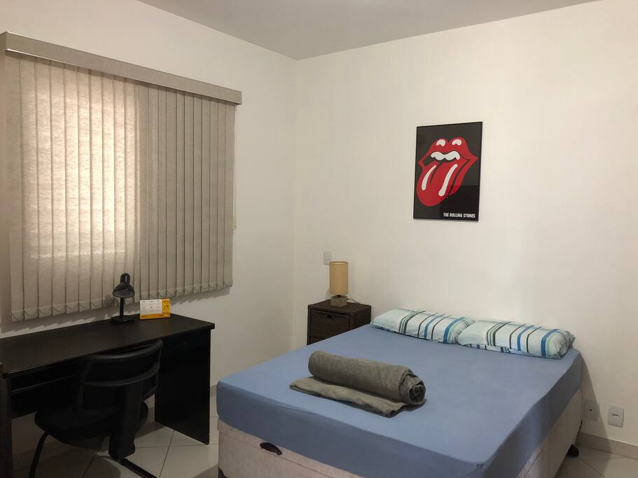 King sized bed. Bedside lamp.
Big and ventilated private bedroom.
Curtains enable control the light.