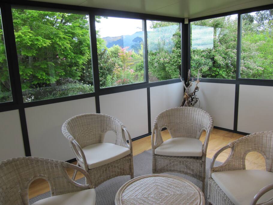 Conservatory with garden views