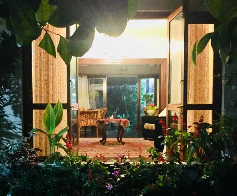view of the sitting room from the garden