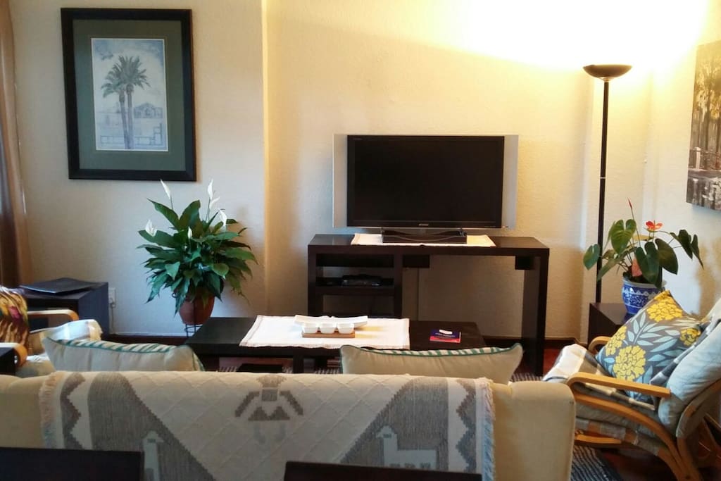 Lounge showing flat screen TV.