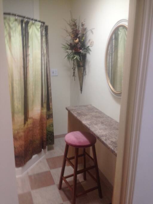 shower makeup area