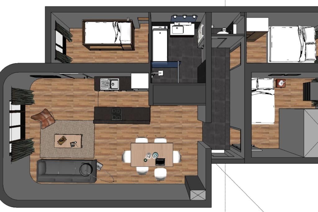 Plan de l'appartement après rénovation complète