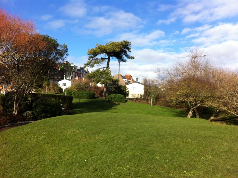 From Sandsfoot gardens looking at caravan park