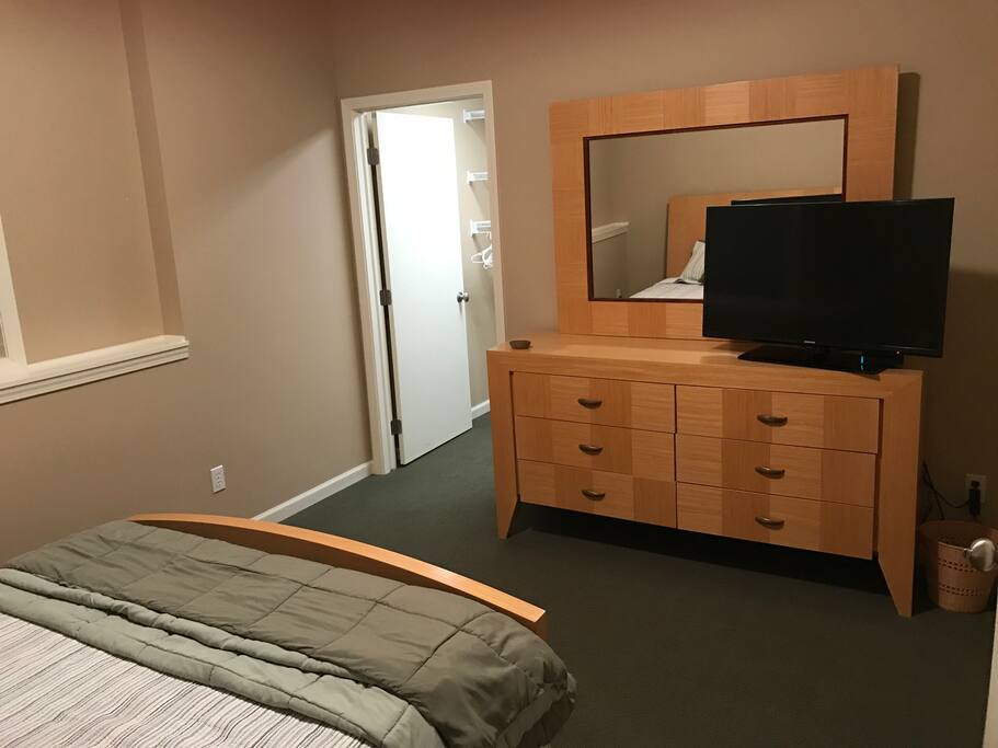 Plenty of dresser space, high definition tv, and lots of closet space.
