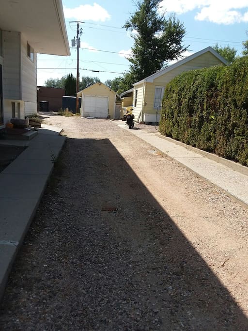 Private driveway RV parking in front of garage