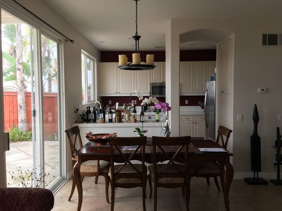 Dining space and the kitchen