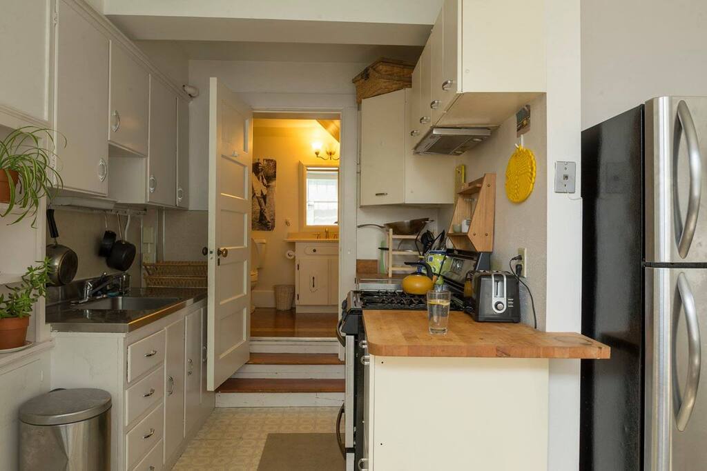 kitchen into bathroom