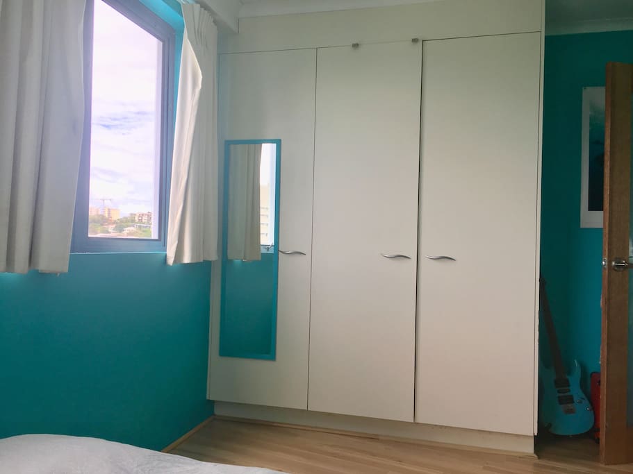 Plenty of hanging space and mirror