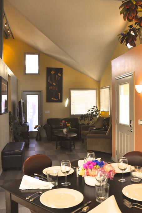 There are vaulted ceilings throughout.