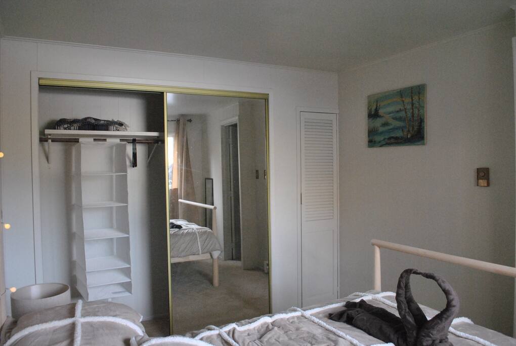 Big closet w/ full-length mirror, shelves & hangers