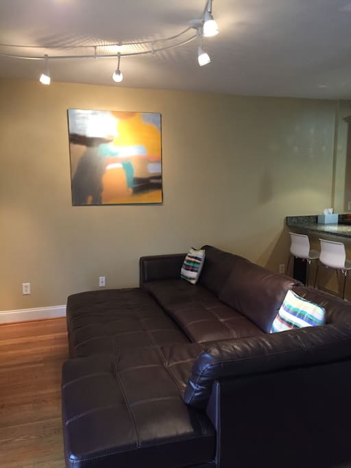 Leather couch to lounge