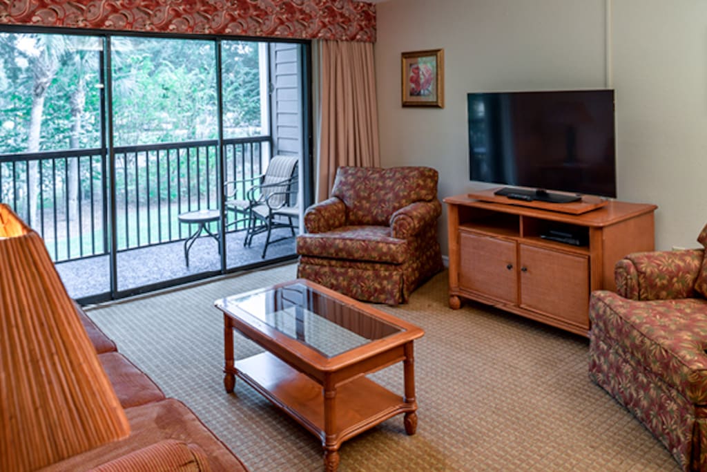 Living room with sofa bed.
