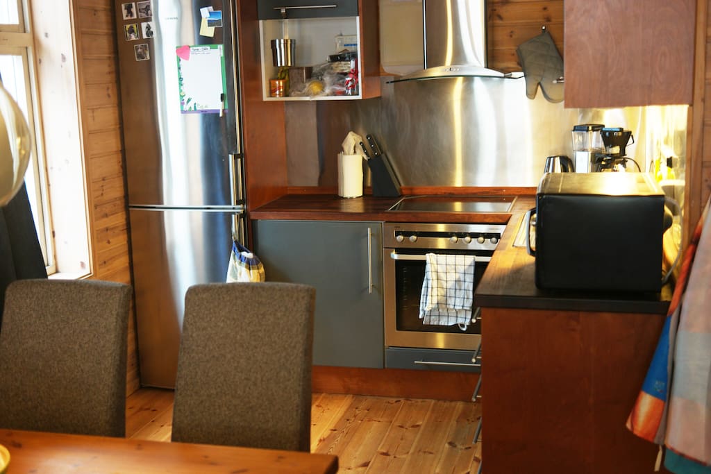 Kitchen with misc aplliances.
