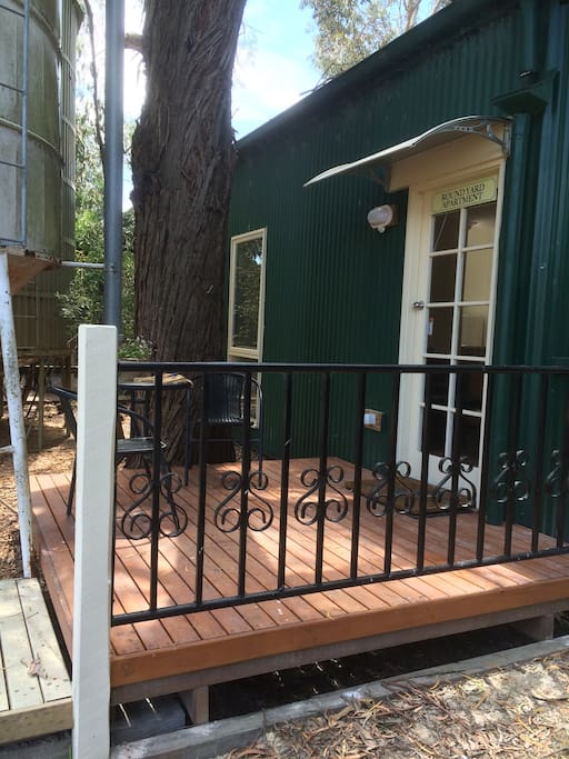 Deck and entry to Round Yard Apartment