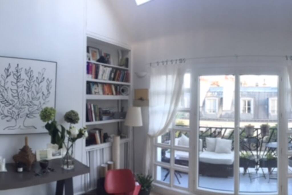 Main room, bottom floor and balcony
