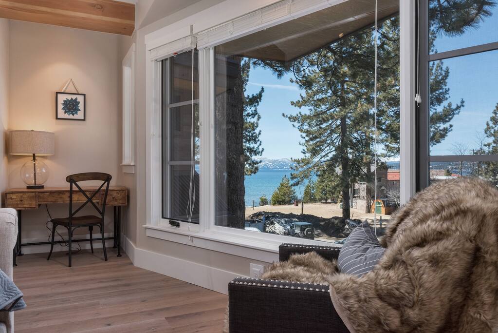 Soak up North Lake Tahoe's natural beauty from the master bedroom's large window.