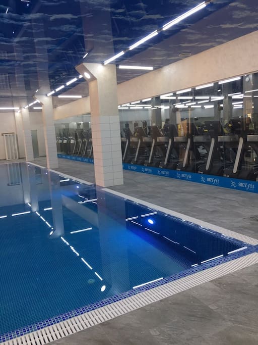Gymnasium and Swiming pool are available on a 2nd floor of Appartment Building.Single visit ticket to be paid