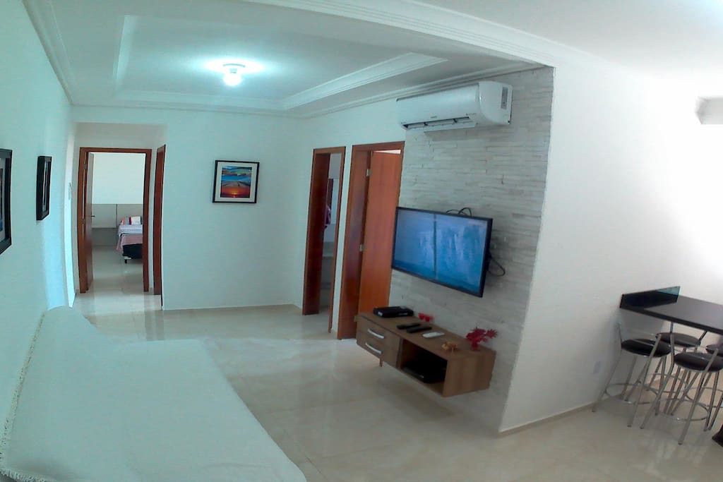 Sala com sofá cama