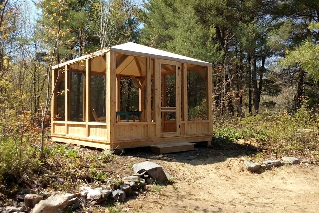 Our custom built 12x12 screened gazebo - a bug-free haven.