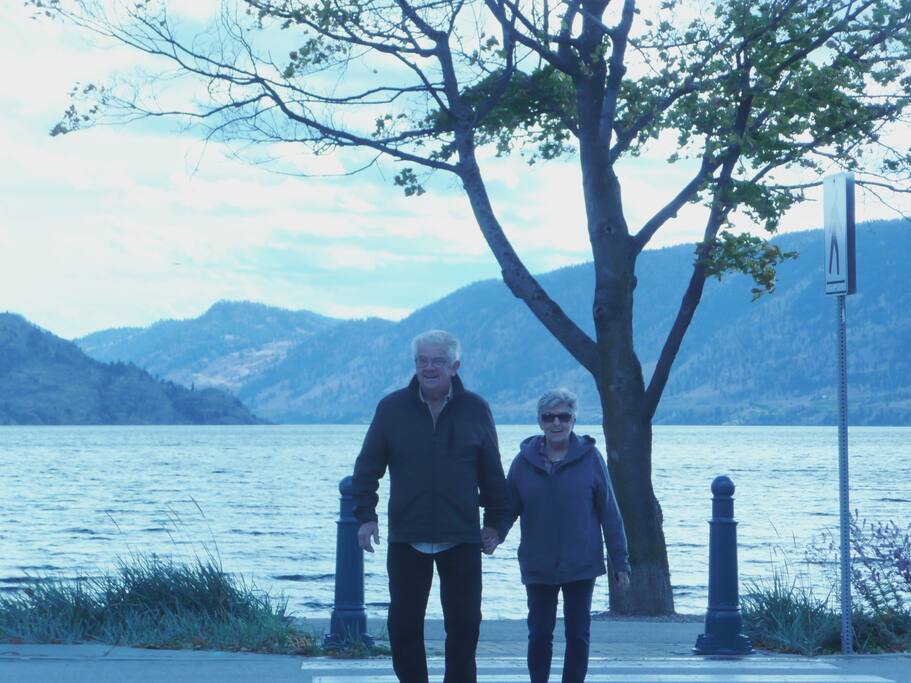 Walking hand in hand along the waterfront!