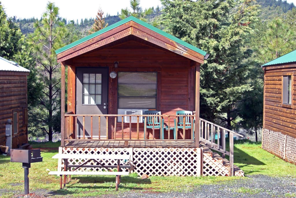 Deluxe cabin porch.