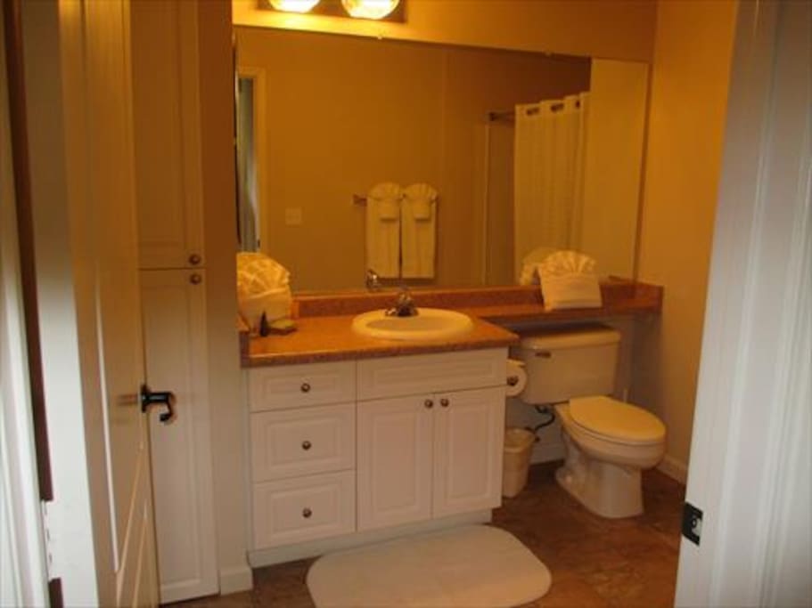 The en-suite bathroom offers a full shower/tub.