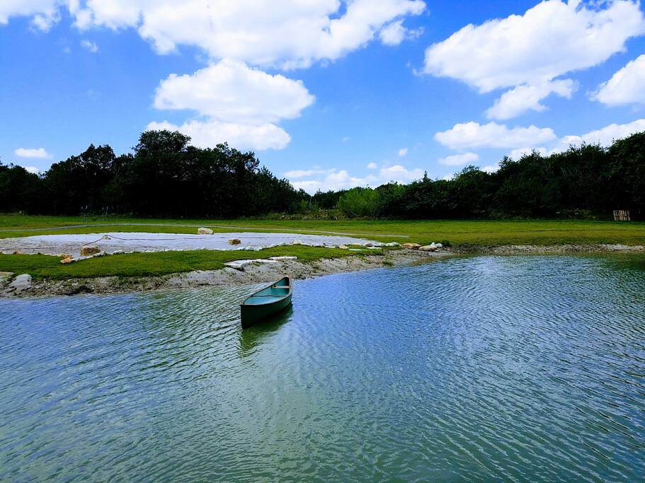 Relax on the beach or go for a paddle in the pond. The pond is visible and walking distance from the cabin. Feel free to bring your own raft or canoe.