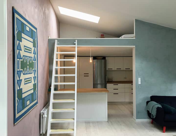 stairs to living room loft