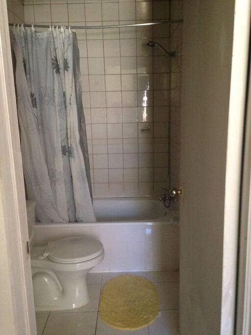 baño con agua caliente y ducha