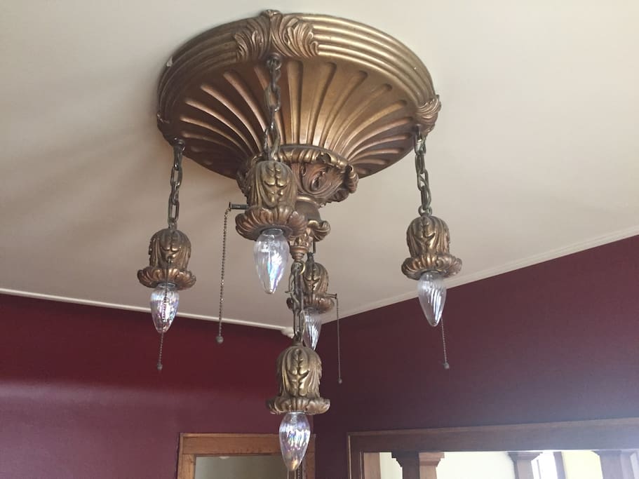 Vintage dining room chandelier. I actually carry this back on my lap back from Toronto in the 1980s.