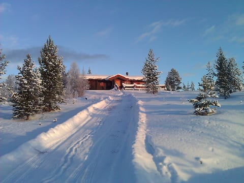 Modern log cabin, lovely views