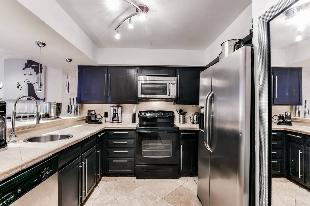 Fully equipped kitchen with modern appliances