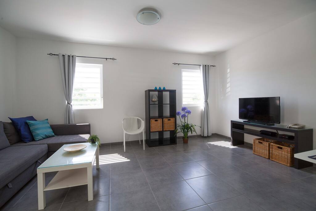 Comfortable sofabed, flat screen TV