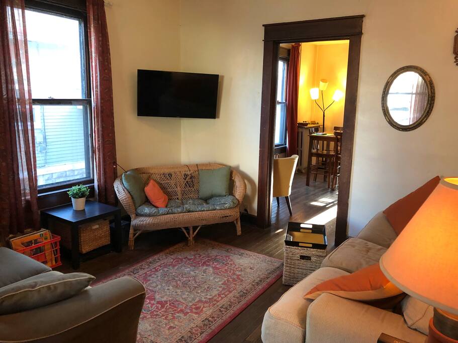 Cozy Living Room. Two Couches. Loveseat. Smart TV with Netflix, Hulu & Amazon.
