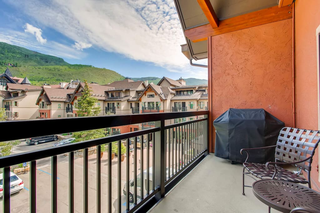 Get a view of the Village below, from your main-level balcony with gas grill.