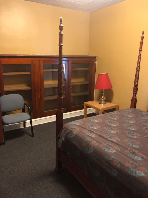 (3rd view)Bedroom #1. Queen bed with dresser drawers and closet space. First floor main level. A personal door “lock key” will be issued to make your room a private stay.