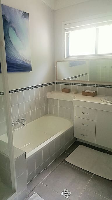 Bathroom with Shower, Bath and Basin