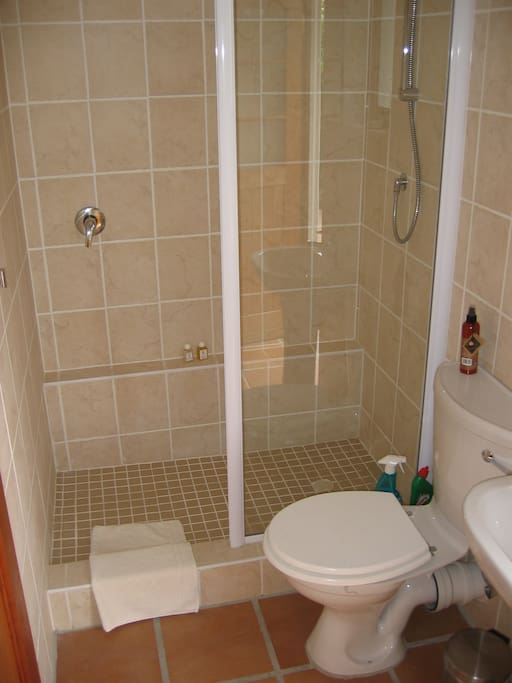 Bathrooms are equipped with basin, toilet and shower, no bath