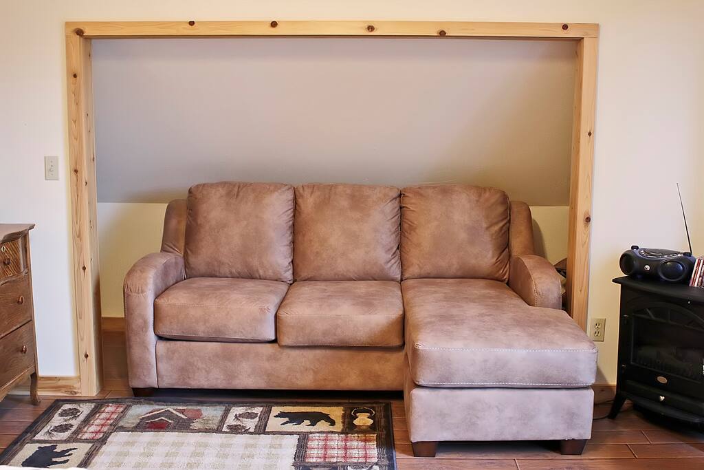 All sleeping, includes two beds and TV area are in the master bedroom.