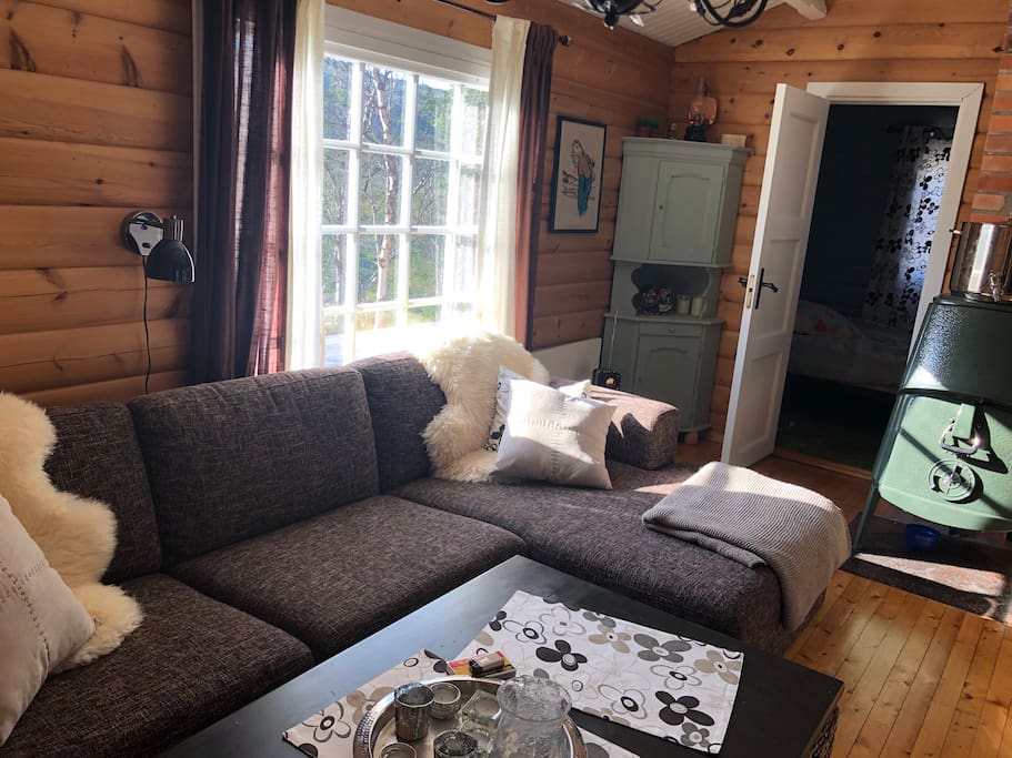Sofa. Kan bruker som soveplass, bare å fjerne ryggputer.