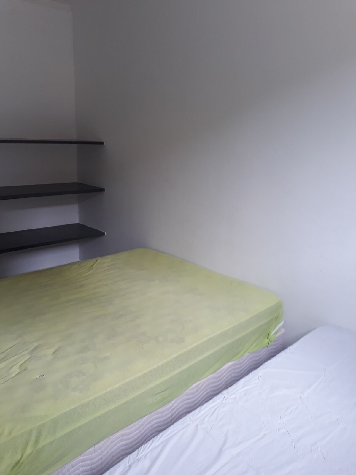 卧室2-配有电视、双人床和一张单人床。 