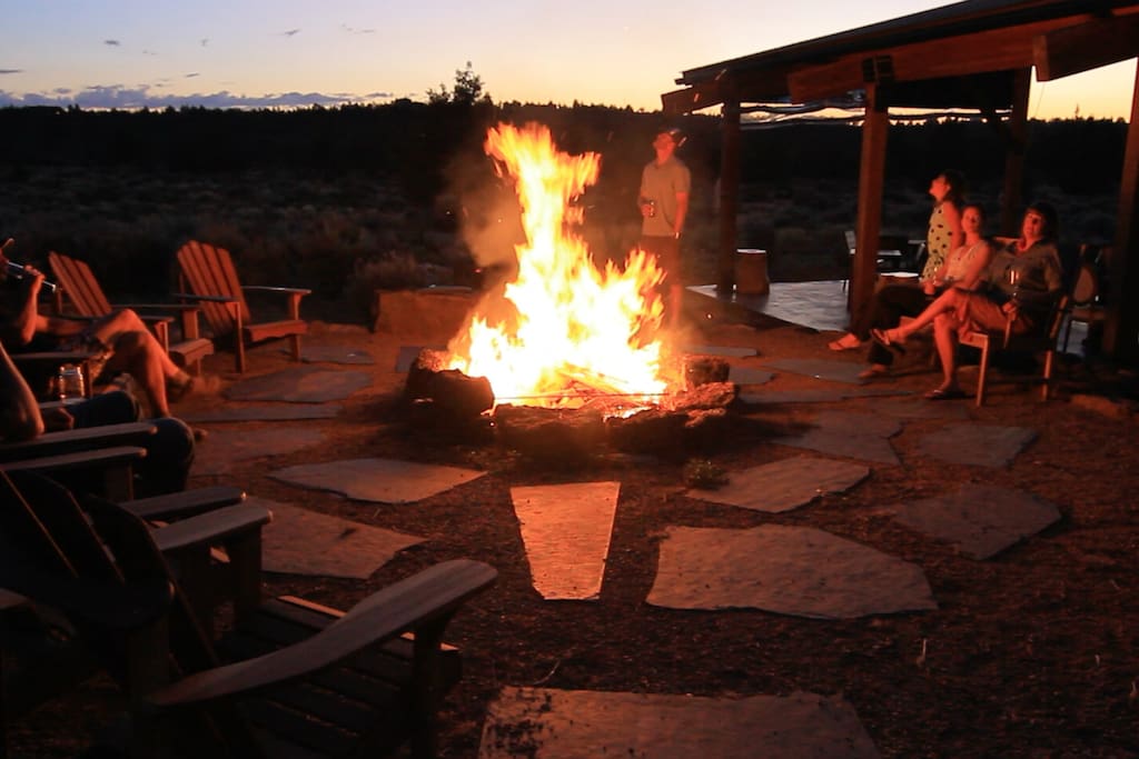 Common area fire pit and dining pavilion