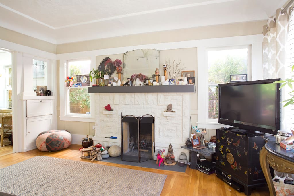 Fireplace and cable tv.