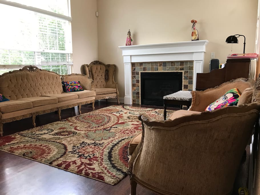 Living room, gas fireplace.