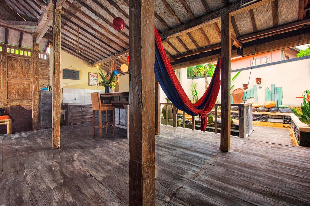 You can use hammock, which mounted in the spacious hall.